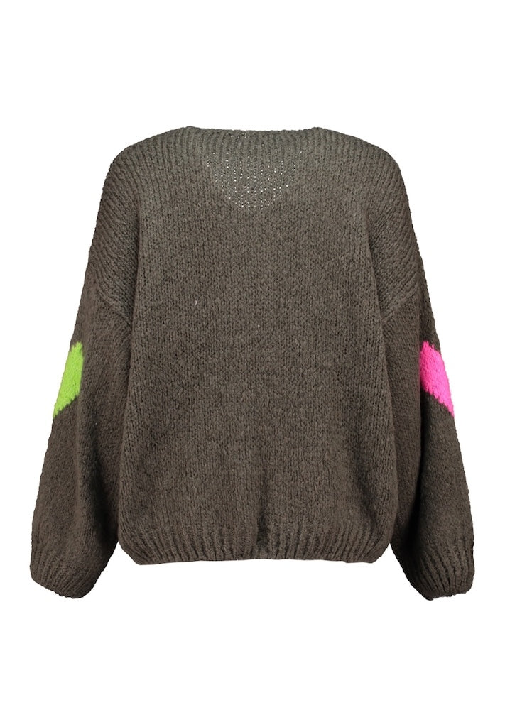 Kuscheliger Herz-Pullover in Khaki