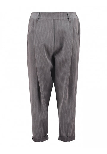 Anzugshose 'Baggy Style' mit Nadelstreifen in Grau