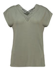 Leichtes Shirt mit V-Ausschnitt in Khaki