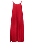 Langes Plisseekleid in knallrot
