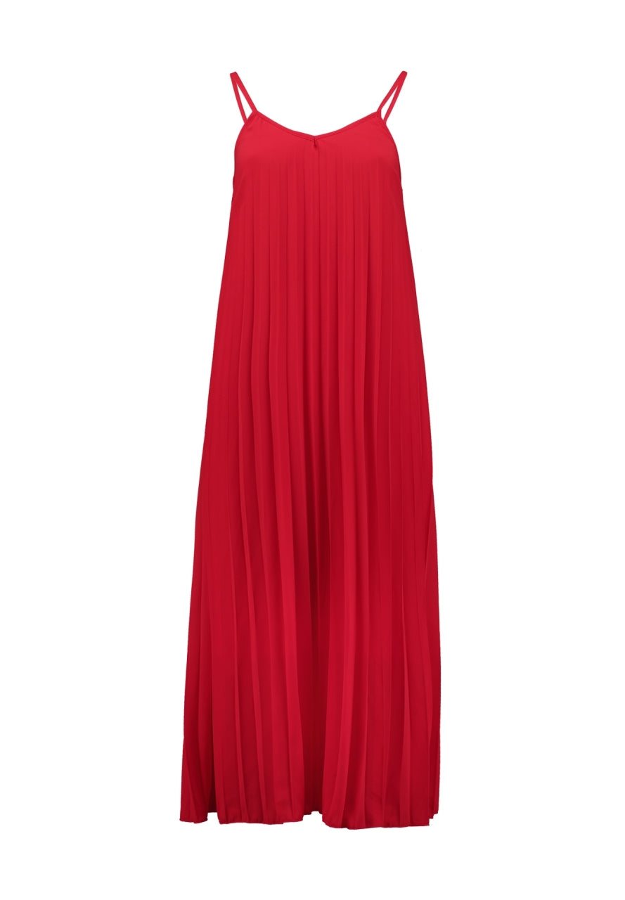 Langes Plisseekleid in knallrot
