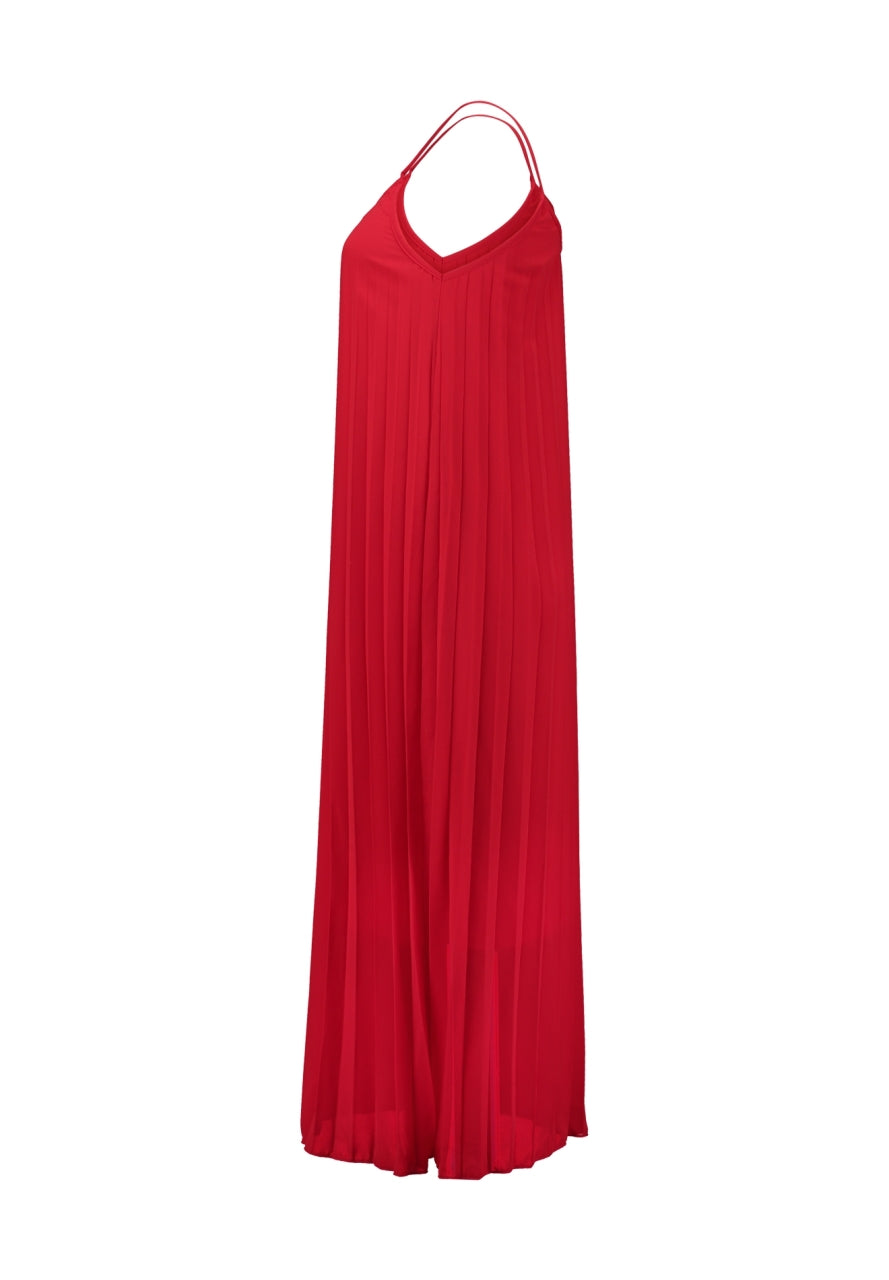 Langes Plisseekleid in knallrot