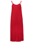 Langes Plisseekleid in knallrot