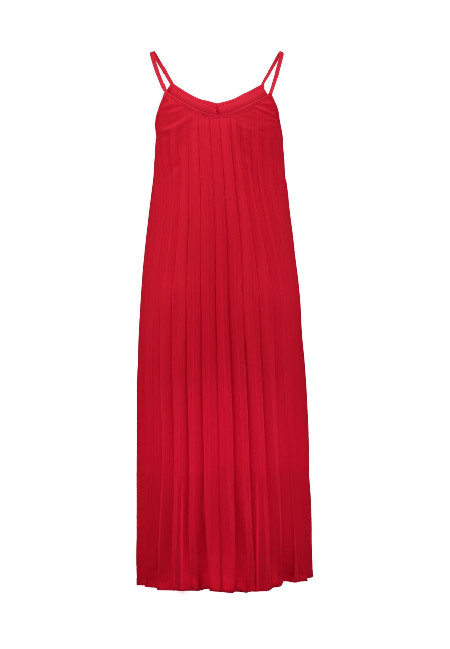 Langes Plisseekleid in knallrot