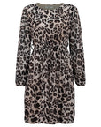 Plissiertes Leo-Kleid mit Taillengürtel