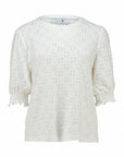 Shirt mit Lochmuster in Creme