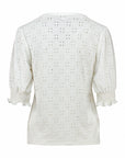 Shirt mit Lochmuster in Creme