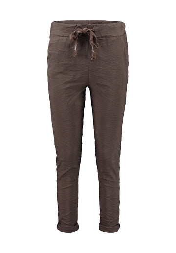 Joggpants mit Glitzerbändel in braun