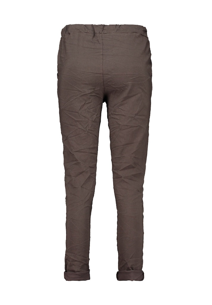 Joggpants mit Glitzerbändel in braun