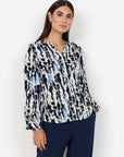 Bluse mit V-Ausschnitt mit abstraktem Print