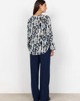 Bluse mit V-Ausschnitt mit abstraktem Print