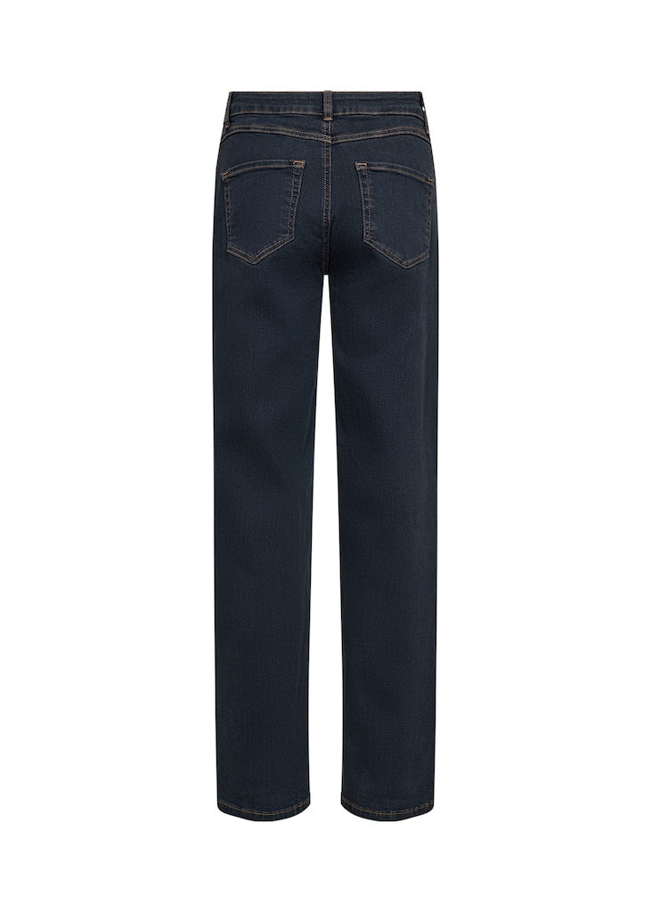 Weite Jeans dunkle Waschung mit auffälligen Nähten