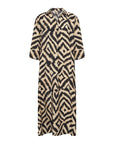Langes Kleid mit geometrischem Muster