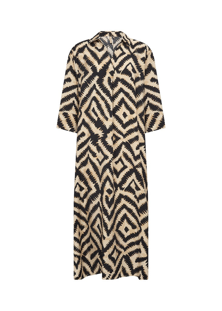 Langes Kleid mit geometrischem Muster