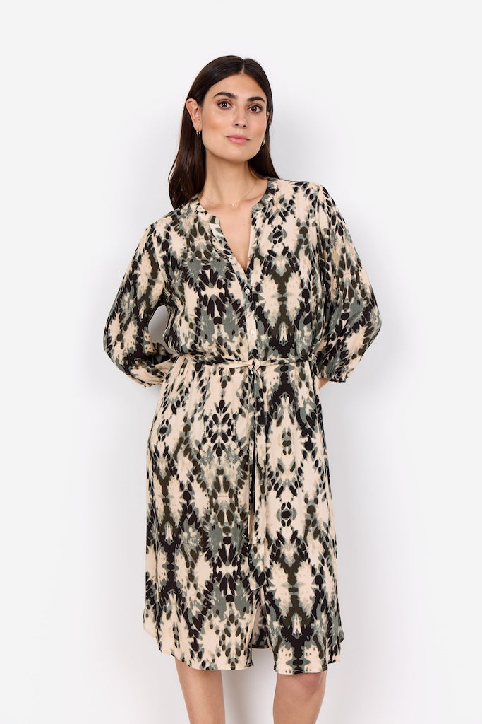 Viskose Kleid mit abstraktem Print