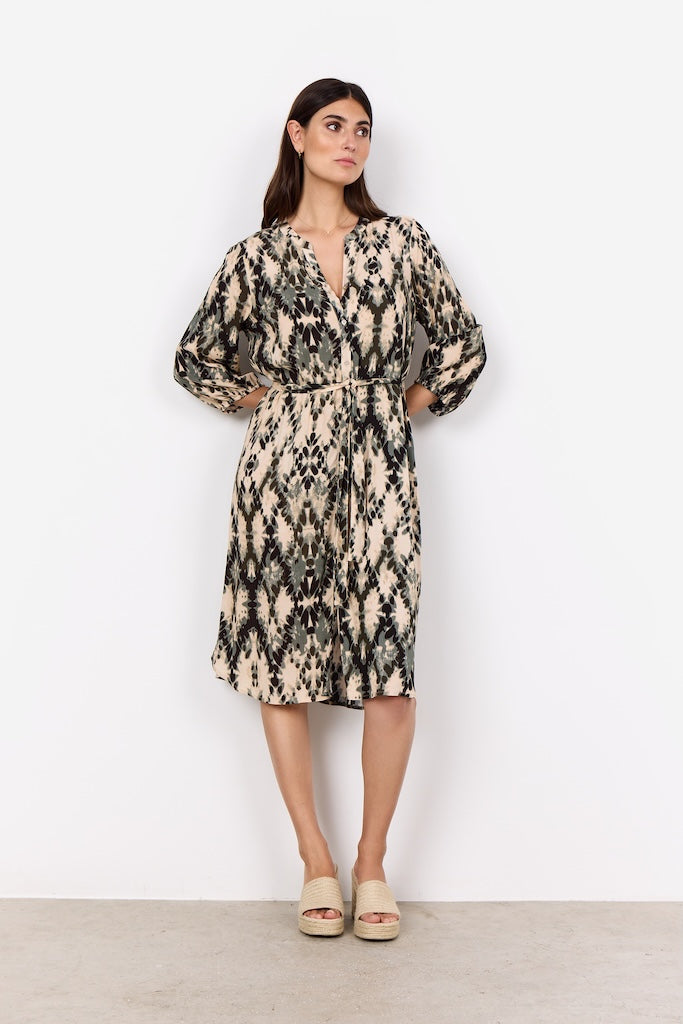 Viskose Kleid mit abstraktem Print