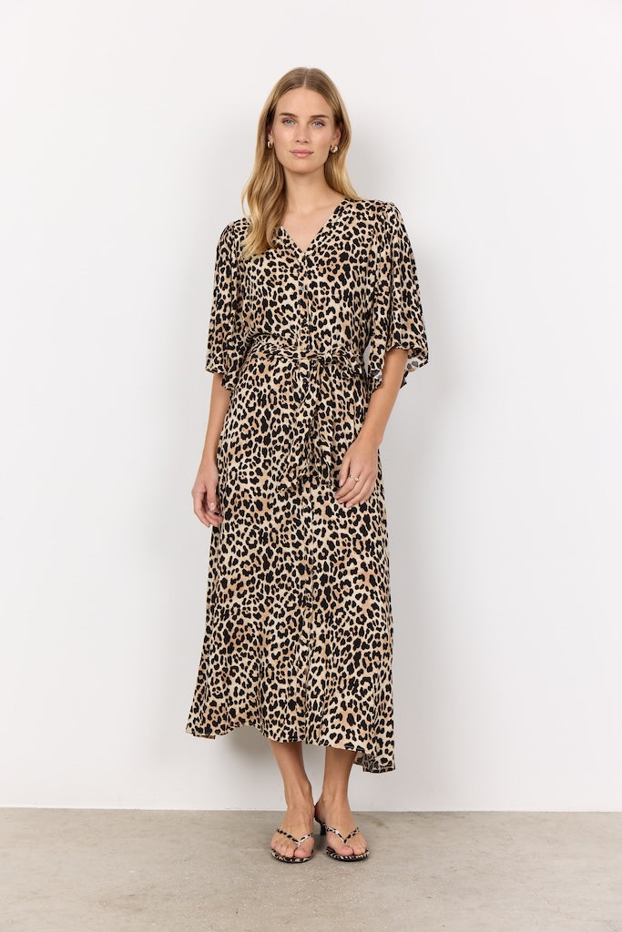 Langes Kleid mit Leoprint