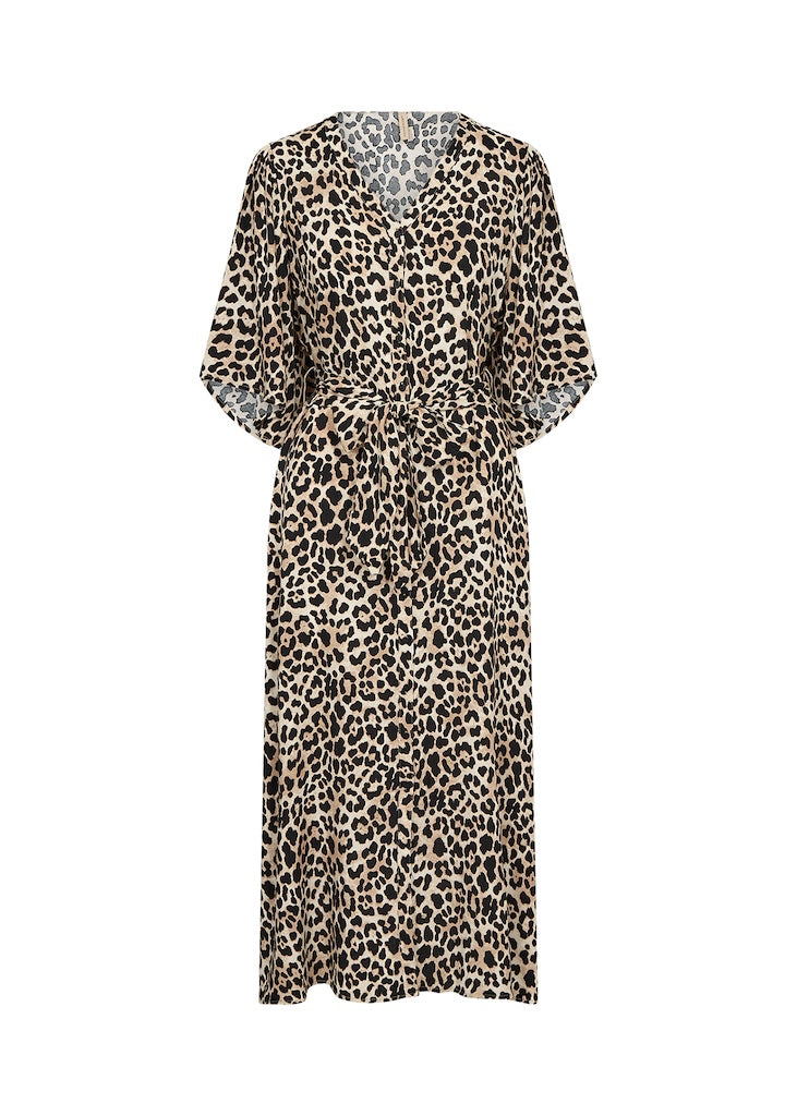 Langes Kleid mit Leoprint