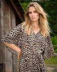 Langes Kleid mit Leoprint