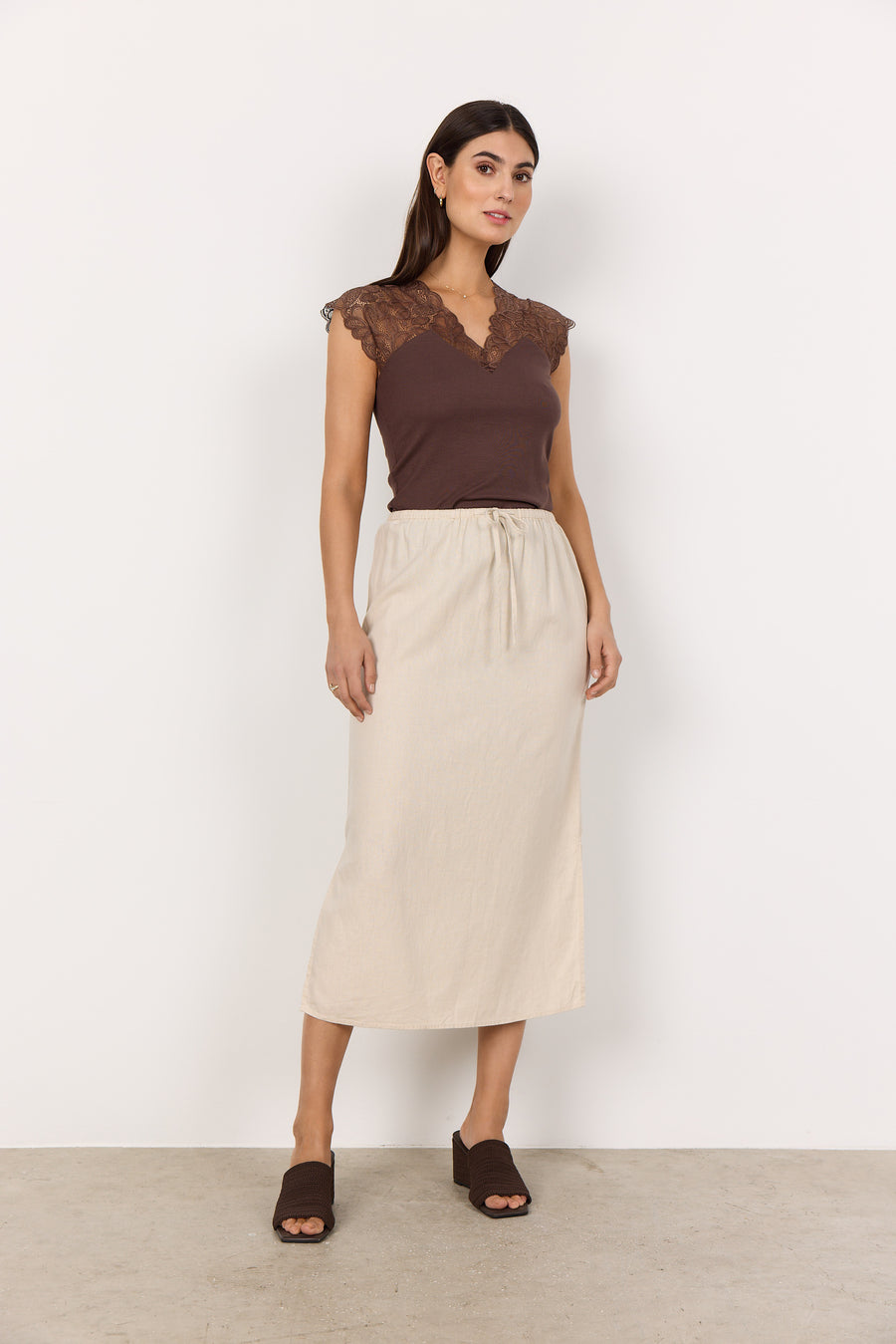 Leinenrock in Creme