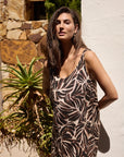 ärmelloses Kleid mit botanischem Print