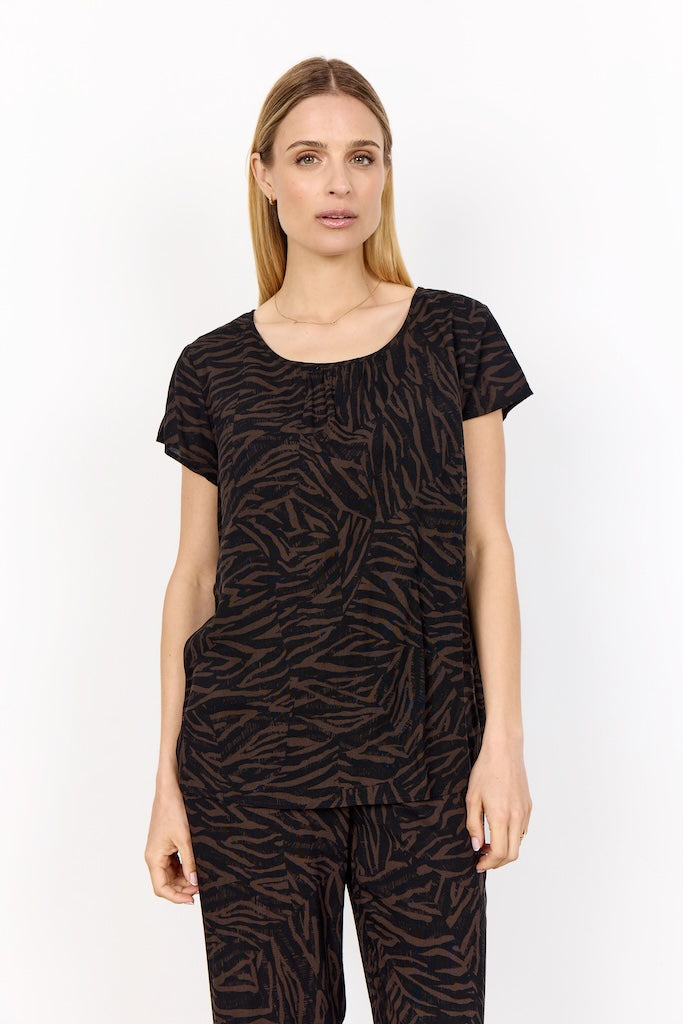 Blusenshirt mit dunklem Zebraprint