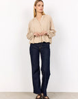 Bluse mit V-Ausschnitt mit Knopfleiste