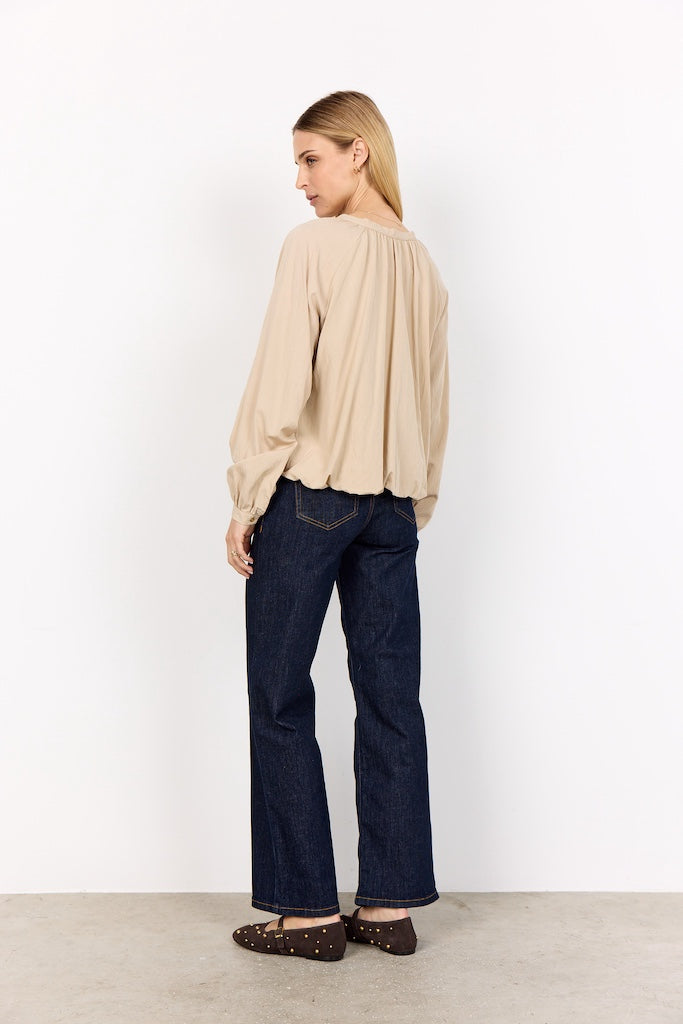 Bluse mit V-Ausschnitt mit Knopfleiste
