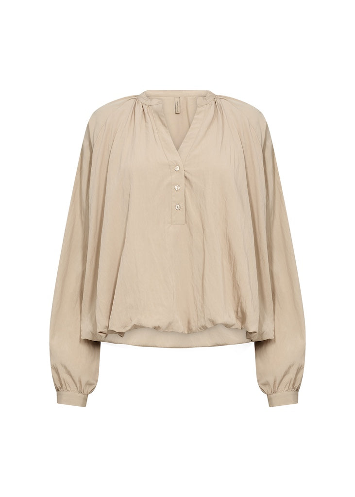 Bluse mit V-Ausschnitt mit Knopfleiste