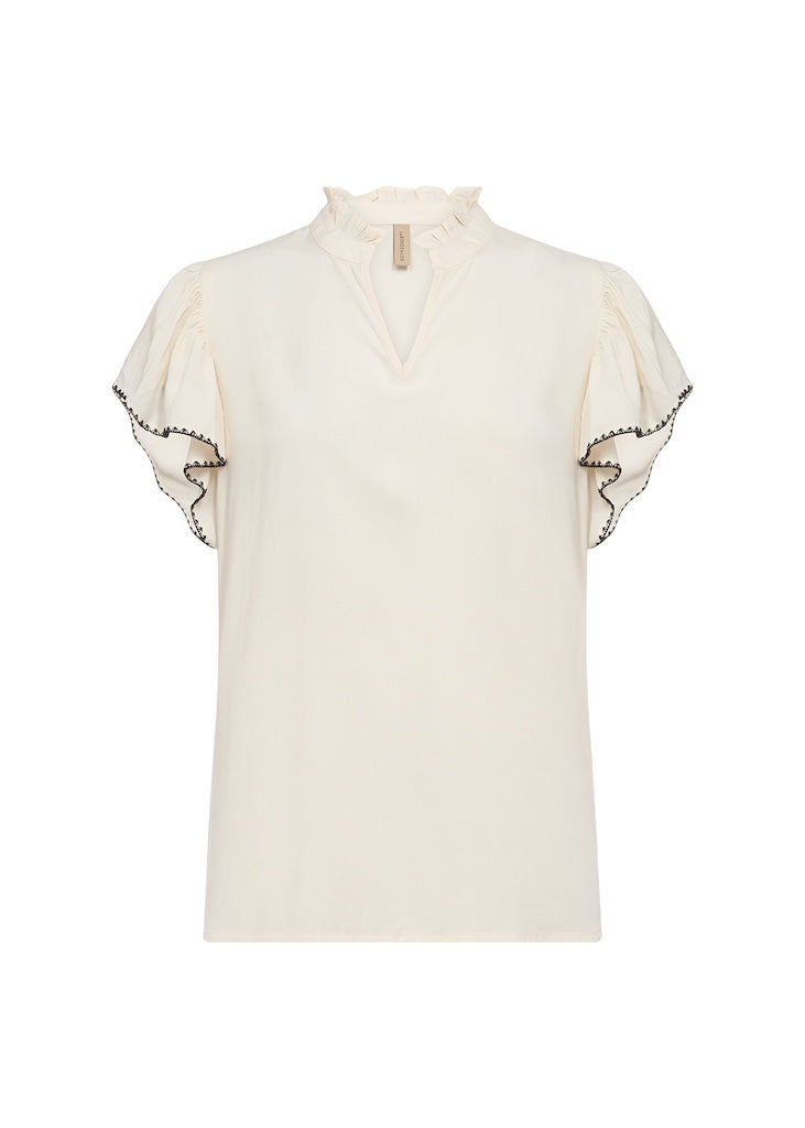 Bluse mit Rüschen-Details in Creme