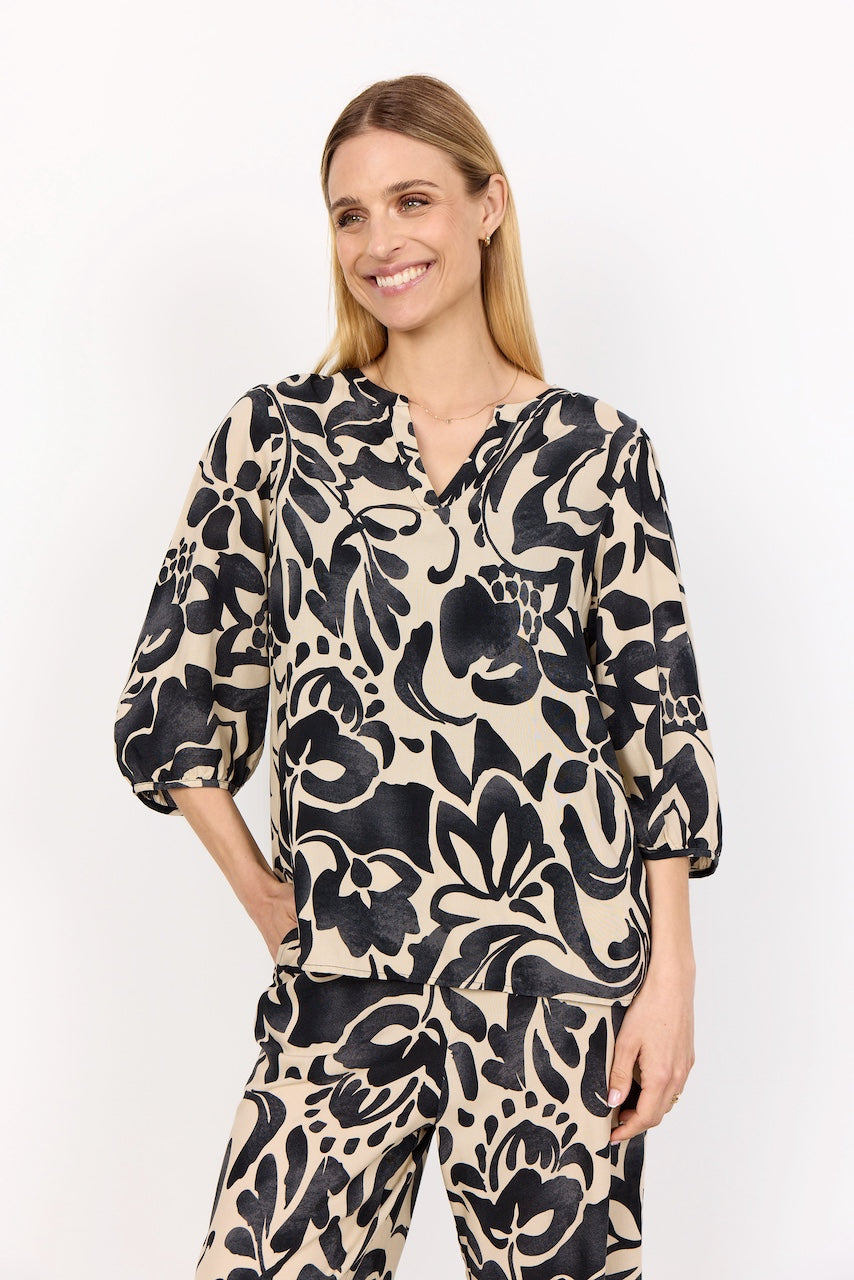 Bluse mit abstraktem Blumenprint