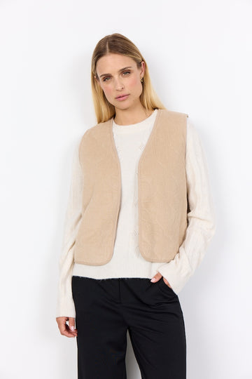 Teddyweste mit Cord in beige