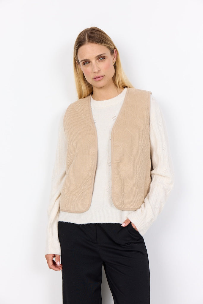 Teddyweste mit Cord in beige