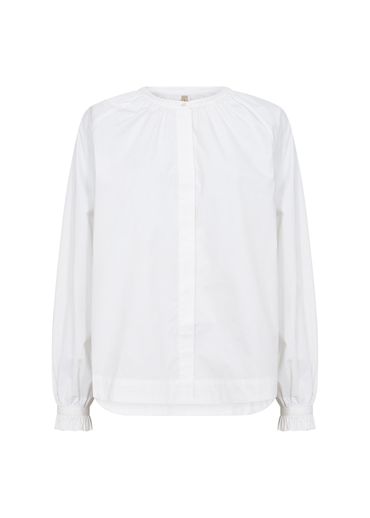 Bluse in Weiß mit rundem Kragen