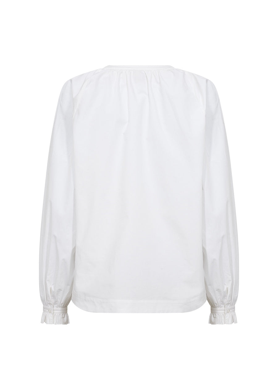 Bluse in Weiß mit rundem Kragen