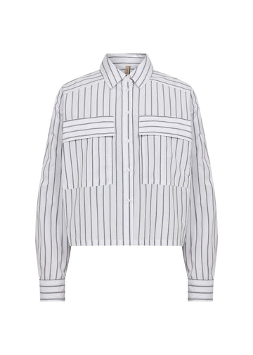 Kastige Bluse mit Streifen in Weiß