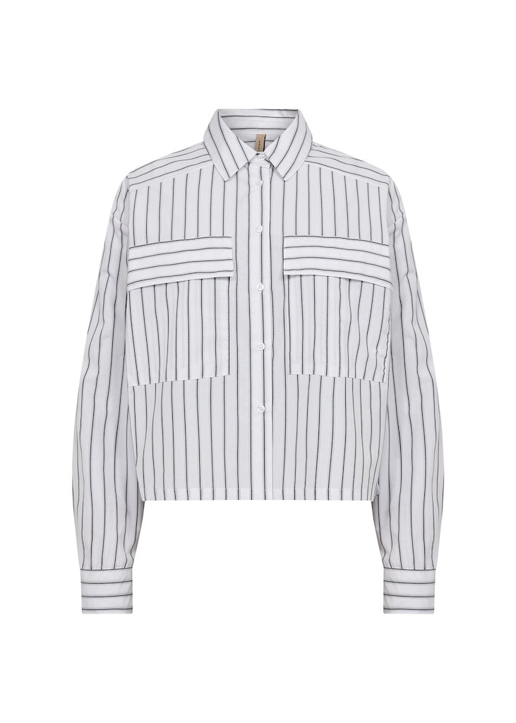 Kastige Bluse mit Streifen in Weiß