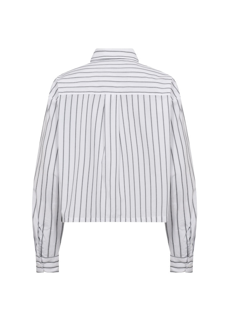 Kastige Bluse mit Streifen in Weiß