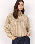 Kastige Bluse mit Streifen in Beige