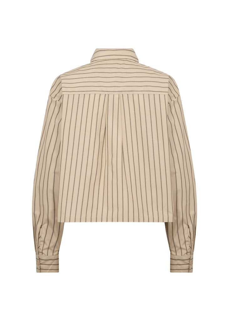 Kastige Bluse mit Streifen in Beige