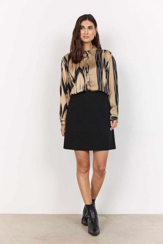 Festliche Bluse mit abstraktem Druck in Beige