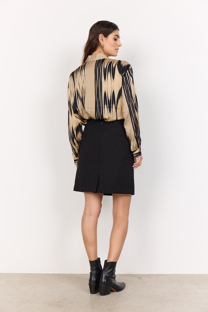 Festliche Bluse mit abstraktem Druck in Beige