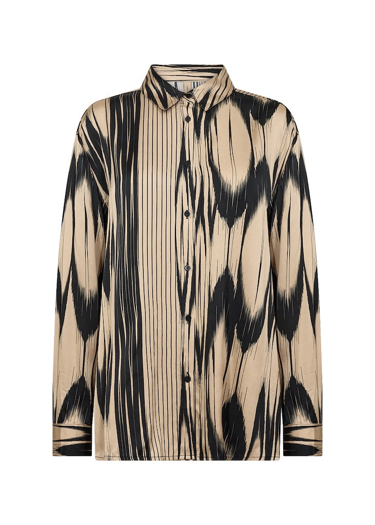 Festliche Bluse mit abstraktem Druck in Beige