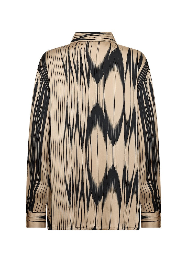 Festliche Bluse mit abstraktem Druck in Beige