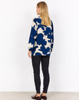 Bluse mit auffälligem Blumendruck in Blau