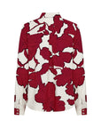 Bluse mit abstraktem Blumendruck in Rot