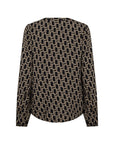 Edle Bluse mit V-Ausschnitt & geometrischem Print