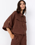 Jacke mit geknöpfter Vordertasche in braun