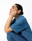 Bluse mit Nadelstreifenmuster in Blau