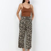 Hose 7/8 mit Blumenprint in Schwarz